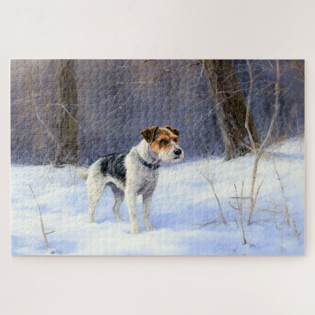 Puzzle Russell Terrier Deja que nieve Navidad (Horizontal)
