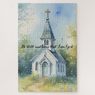 Puzzle Rustic Church Path in Wildflower Meadow