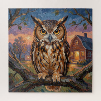 Puzzle Rustic Impasto Great Horned Owl 