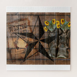 Puzzle Rustic Texas Star Western Pistol Cowboy Boots