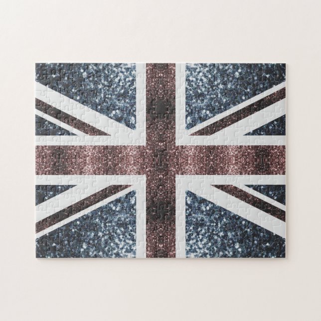 Puzzle Rustic UK flag red blue sparkles glitters (Horizontal)