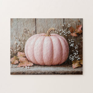 Puzzle Rústica calabaza rosa hojas otoñales