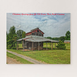 Puzzle Rústico Barn Carolina del Norte. Saludos de Navida