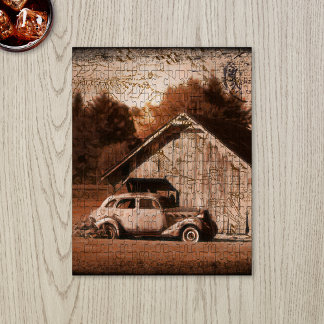 Puzzle Rústico Coche de Vintage para granjas