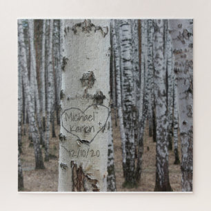 Puzzle Rústico país personalizado tallado nombres en el c