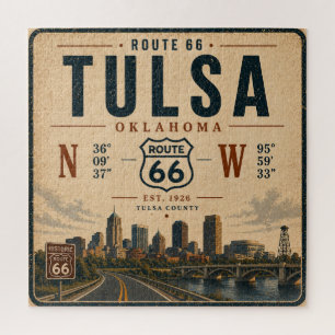 Puzzle Ruta 66 Coordenadas del horizonte de Tulsa Viaje