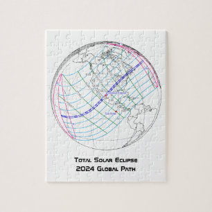 Puzzle Ruta mundial total del eclipse solar 2024