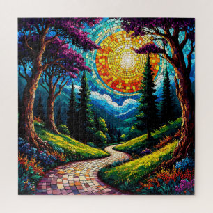 Puzzle Ruta y vibrante paisaje soleado