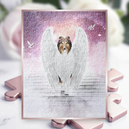 Puzzle Sable Rough Collie Angel en escaleras al cielo del