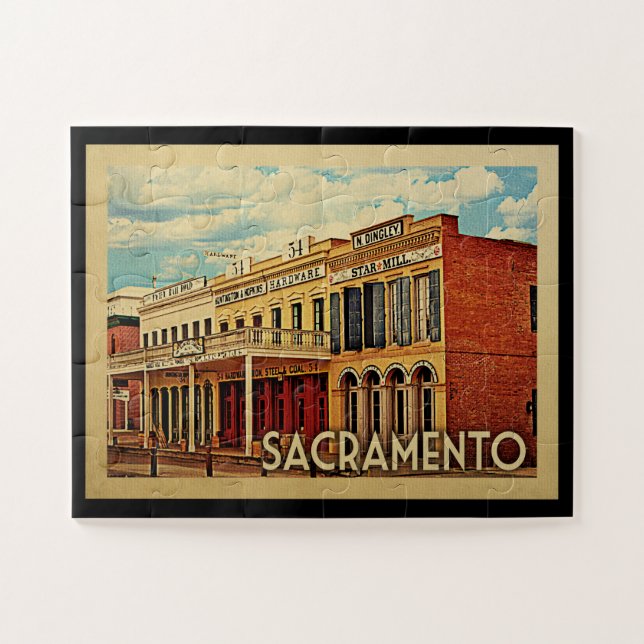 Puzzle Sacramento California Vintage Travel (Horizontal)
