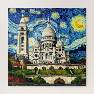 Puzzle Sacre-Coeur París Francia Noche estrellada