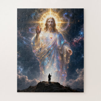 Puzzle Sacred Heart of Jesus Cosmic Galaxy Square Canvas
