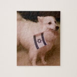 Puzzle Sadie el perro judío<br><div class="desc">Sadie lleva orgullosamente la bandera de Israel. Sadie está registrado por Rachel Brandt que ha permitido a Humorus usar esta imagen.</div>