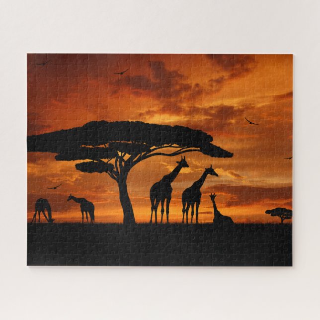 Puzzle Safari africano al atardecer (Horizontal)