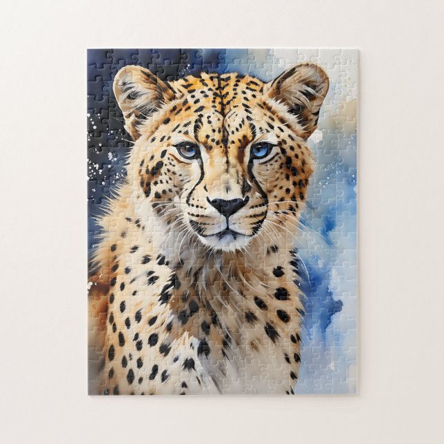 Puzzle Safari Animal Cheetah Watercolor (Vertical)