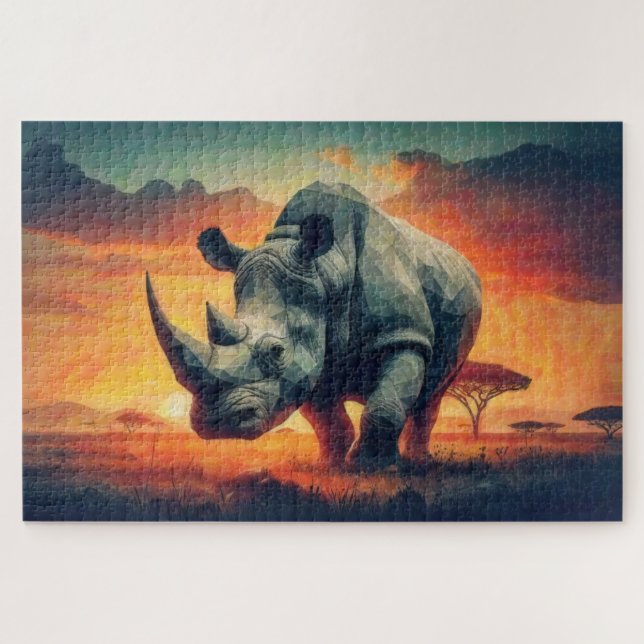 Puzzle Safari de Rhino Sunset (Horizontal)