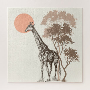 Puzzle Safari Sunset Giraffe Naturaleza