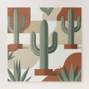 Puzzle Sage Verde Moderno Cactus Terracota Desierto 