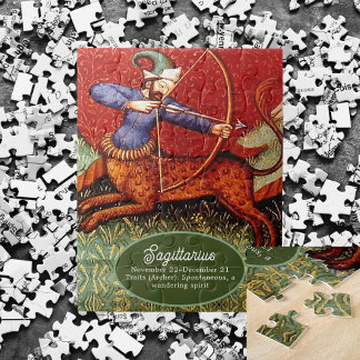 Puzzle Sagittarius Horoscope Zodiac Medieval Vintage SM