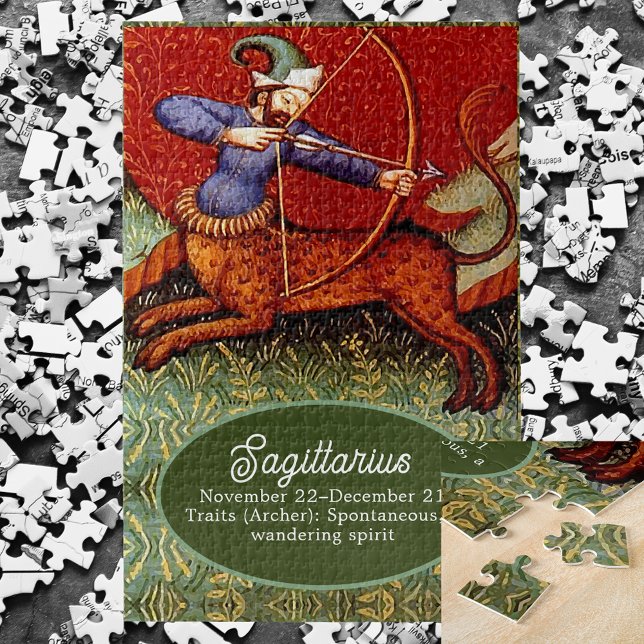 Puzzle Sagittarius Horoscope Zodiac Vintage Medieval LG (Sagittarius Horoscope Zodiac Medieval Vintage LG Jigsaw Puzzle)