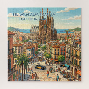 Puzzle Sagrada Familia Barcelona España Viaje Arte Vintag