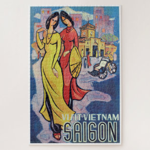 Puzzle Saigon, Vietnam - impresión del viaje del art déco