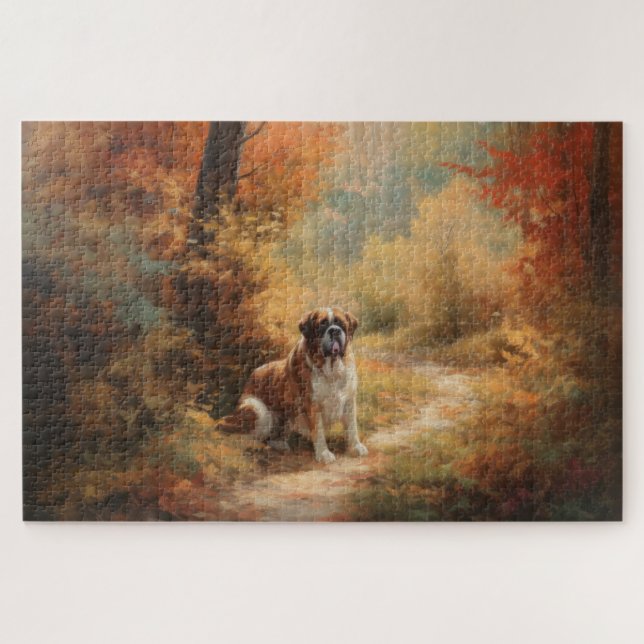 Puzzle Saint Bernard en otoño se inspira la caída de las  (Horizontal)