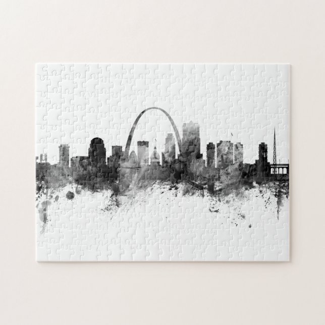 Puzzle Saint Louis Missouri Skyline Black White (Horizontal)