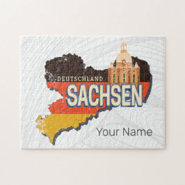Puzzle Sajonia Alemania Mapa del Estado Retro Recuerdos d