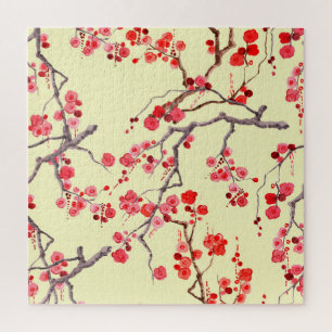 Puzzle Sakura Blossom Watercolor Patrón sin foco