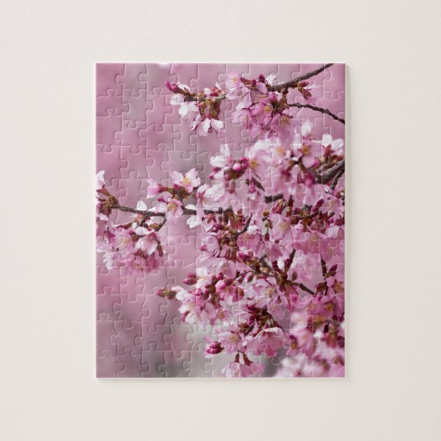 Puzzle Sakura cerezos florecen en capas rosadas pasteles (Vertical)