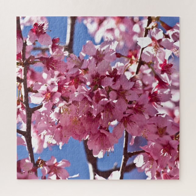 Puzzle Sakura cerezos florecen estrellas rojas (Vertical)