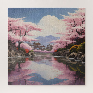 Puzzle Sakura sobre las orillas del río