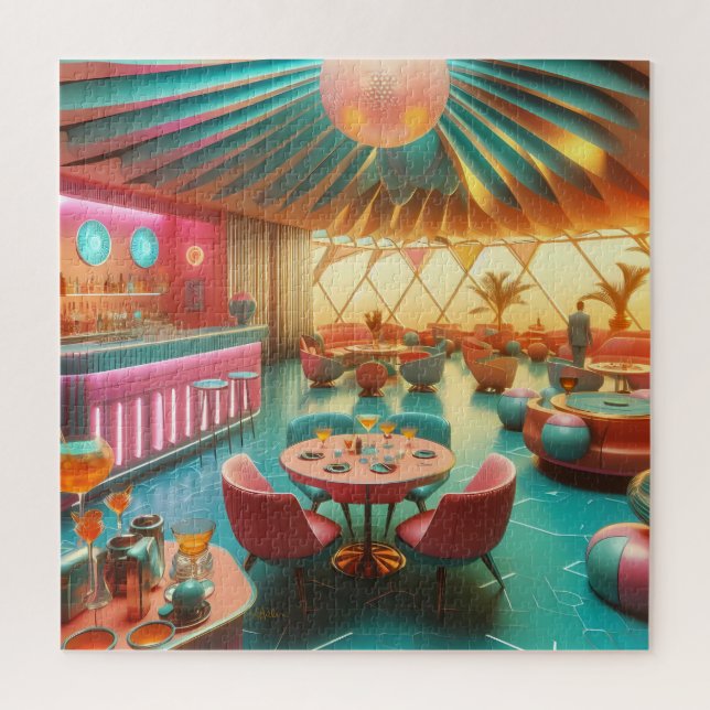 Puzzle Sala de estar retro futurista atómica de Florida (Vertical)