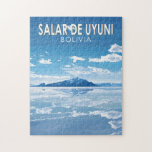 Puzzle Salar de Uyuni Bolivia Viaje Arte Vintage<br><div class="desc">Salar de Uyuni en un estilo de arte vectorial. Salar de Uyuni,  en medio de los Andes en el suroeste de Bolivia,  es el mayor departamento de sal del mundo.</div>