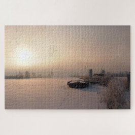 Puzzle Salida del sol suave del invierno en los Países
