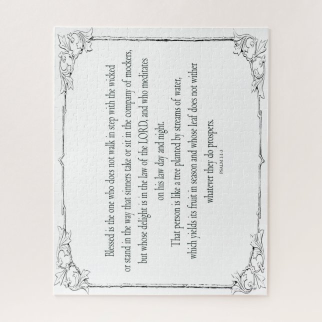Puzzle Salmo 1 Arte - Bendito recto con diseño floral (Vertical)