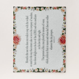 Puzzle Salmo 1 Arte - Bendito recto con diseño floral