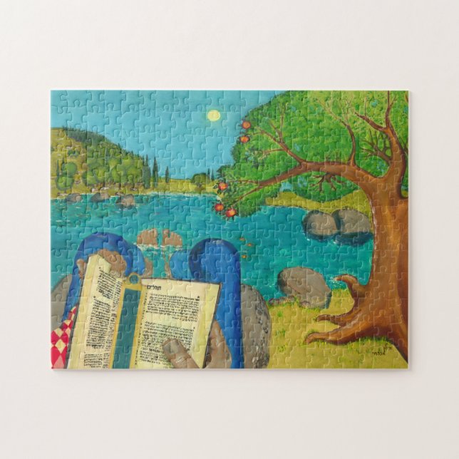 Puzzle Salmo 1 en pinturas cristianas judías de la biblia (Horizontal)