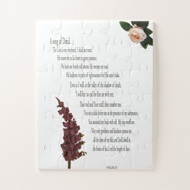 Puzzle Salmo 23, verde floral, piezas sobredimensionadas  (Vertical)