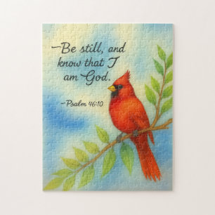 Puzzle Salmo 46:10 Estate Quieto Cardenal Rojo Escritura