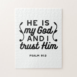 Puzzle Salmo 91:2 – Versículo Bíblico Cristiano Confía en