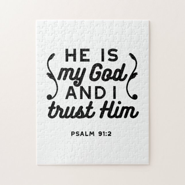 Puzzle Salmo 91:2 – Versículo Bíblico Cristiano Confía en (Vertical)