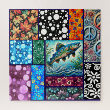Salmon Crazy Quilt Floral Caprichoso Colorido
