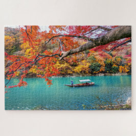Puzzle Salto al río en otoño, viaje de Kioto a Japón