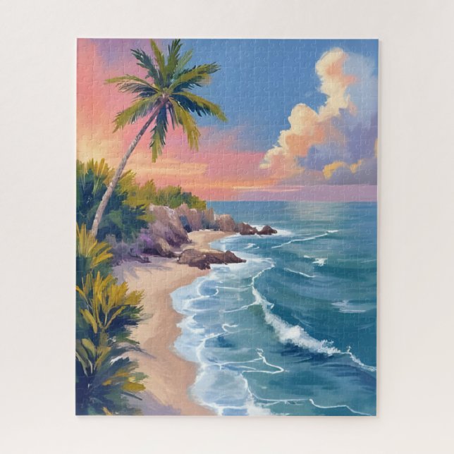 Puzzle Saltwater Daydream | Ocean Coast Watercolor Sea (Vertical)