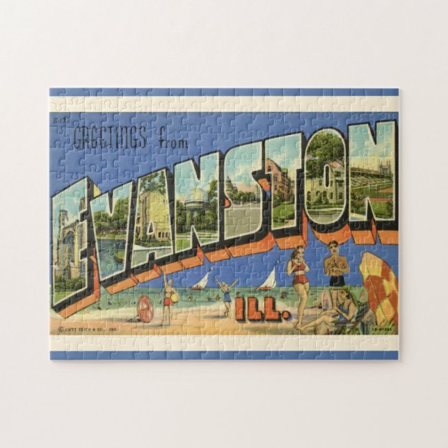 Puzzle Saludo desde Evanston ILL 11x14 (Horizontal)