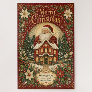 Puzzle Saludo junto al hogar de Santa