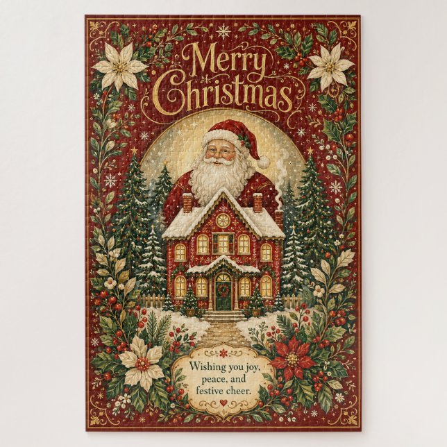 Puzzle Saludo junto al hogar de Santa (Vertical)