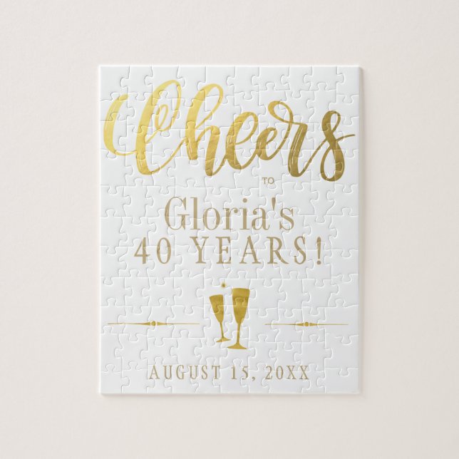 Puzzle Saludos a 40 años de regalo personalizado de cumpl (Vertical)